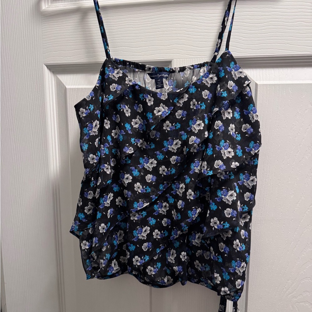 American Eagle Outfitters Black and Blue Floral Camisole
